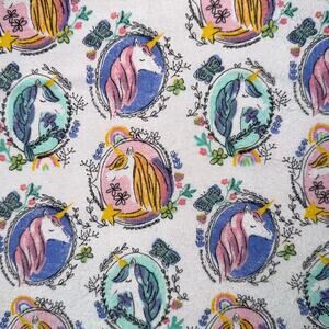 Super Snuggle Unicorn Portraits Cotton Flannel - 2/3 Yd - Rainbows, Butterflies